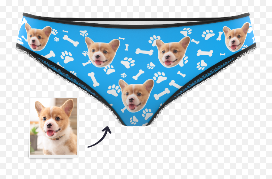 Dog Claw And Bone Panties Printed Face - Undergarment Png,Dog Face Png
