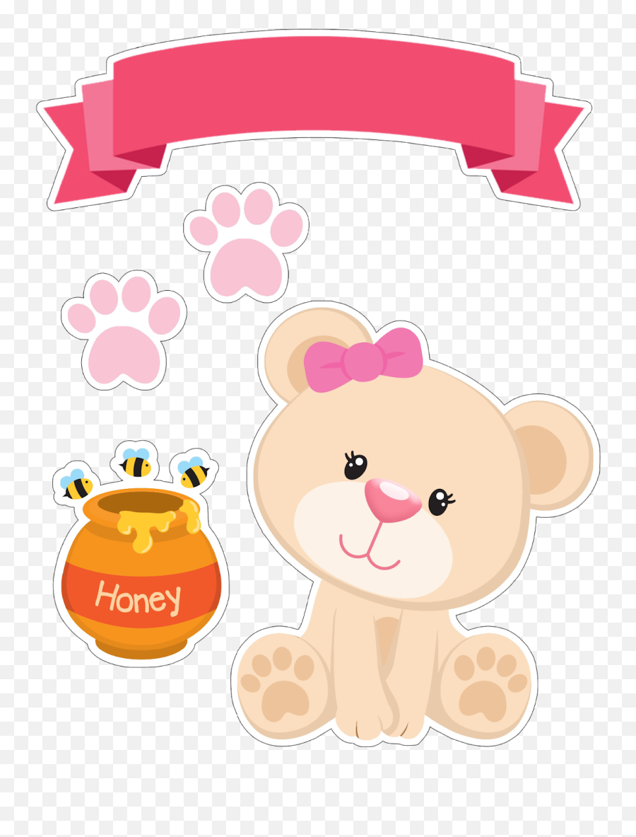 Bear Girl With Honey Free Printable Cake Toppers - Oh My Baby Vector Banner Png,Oh My Girl Logo