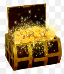 Shining Coins Transparent Png - Gold Treasure Box