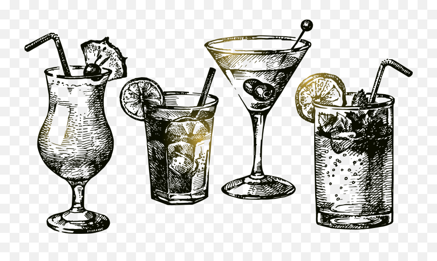 Download Hand Drawn Cocktails Png - Cocktail Drawing,Cocktails Png