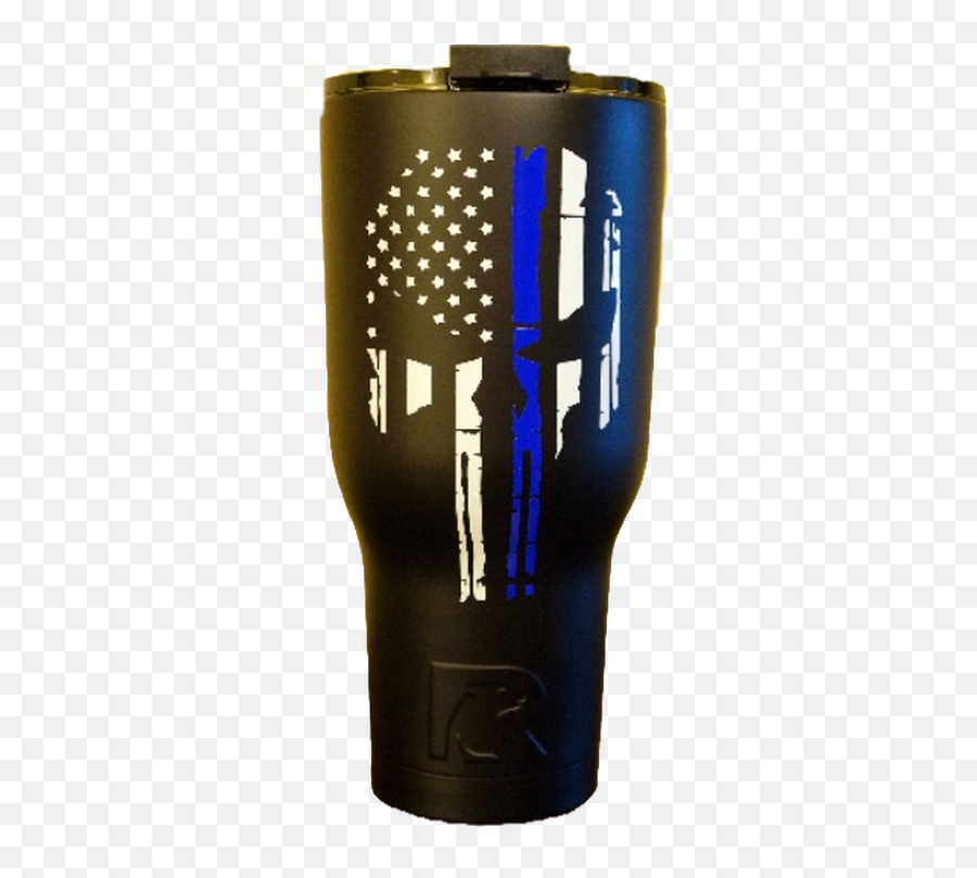 Thin Blue Line Punisher Skull Tumbler Custom Dunn Designs - Blue Lives Matter Flag Background Png,Punisher Skull Png