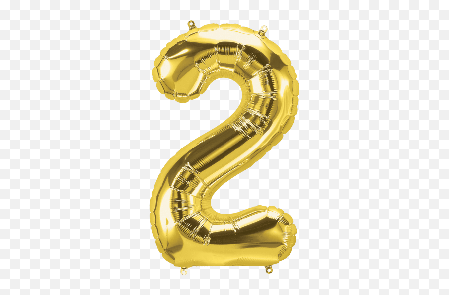 Gold Number 2 Two 34 - 2 Gold Balloon Png,Balloon Transparent