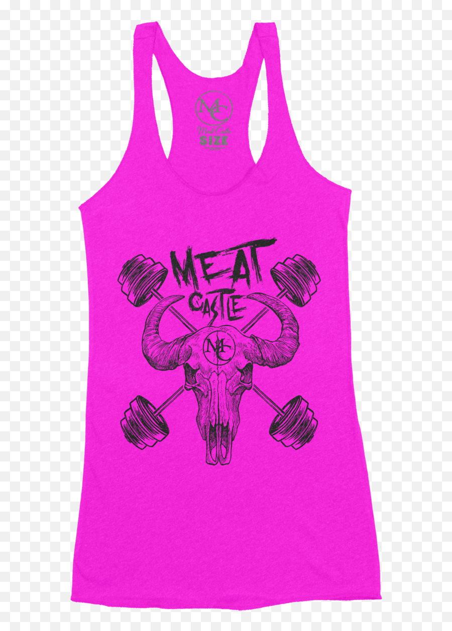Cow Skull And Barbells Neon Pink Stringer Tank - Active Tank Png,Cow Skull Png
