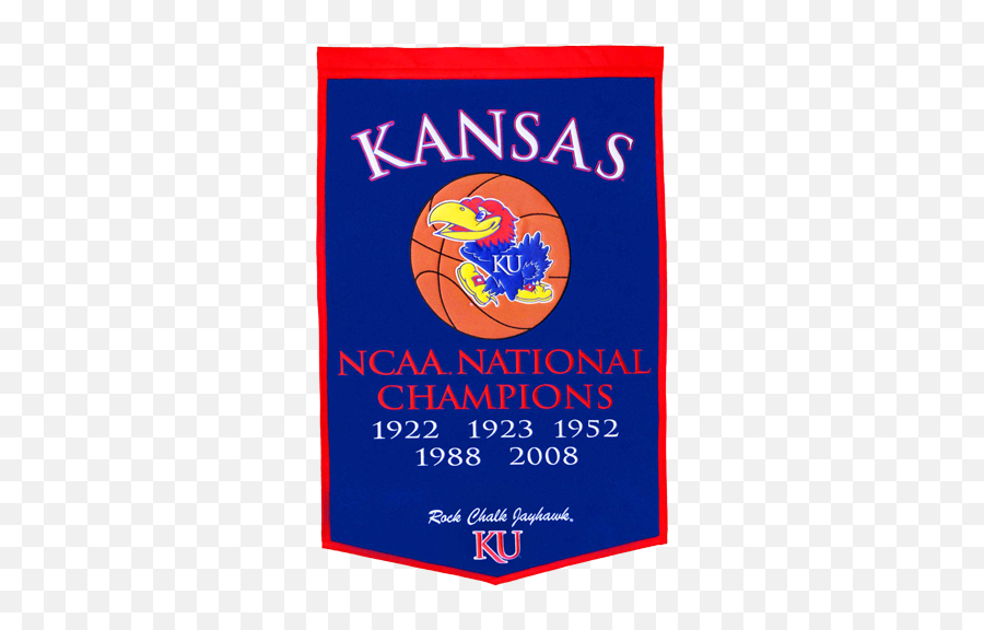 Kansas Jayhawks Basketball Championship Dynasty Banner - With Hanging Rod Kansas Basketball Championship Felt Banner Png,Hanging Banner Png