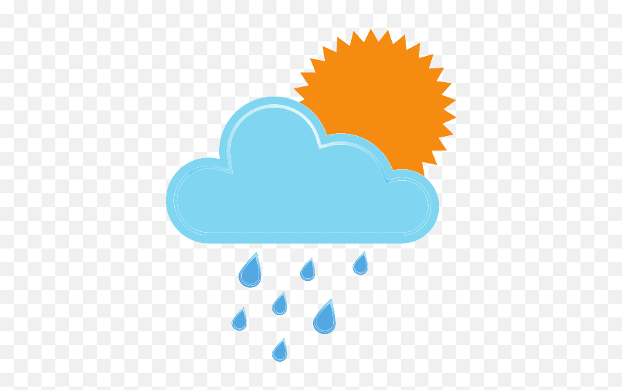 Rainy Showery Rain Cloud Sun Weather Free Icon Of - Gold Png,Rain Cloud Transparent