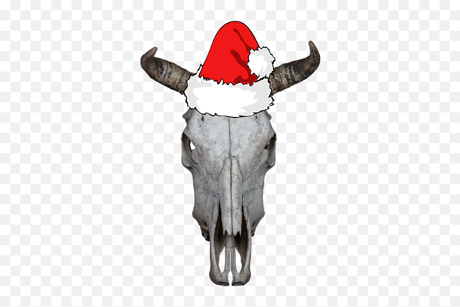 Christmas Cow Skull Wearing A Santa Hat Holiday Cowboy - Skeleton Color Palette Png,Bull Skull Icon