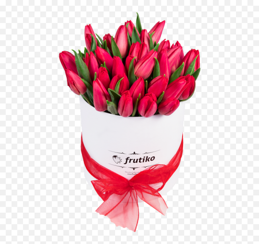 Oval White Box With Fresh Red Tulips - Tulips In The Box Png,White Oval Png