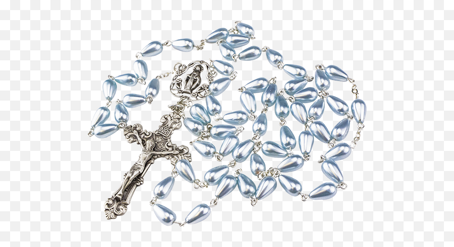 Amm - R242 Light Blue Pearl Teardrop Rosary Rosary Png,Rosary Png