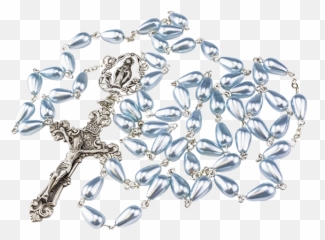 Amm - R242 Light Blue Pearl Teardrop Rosary png