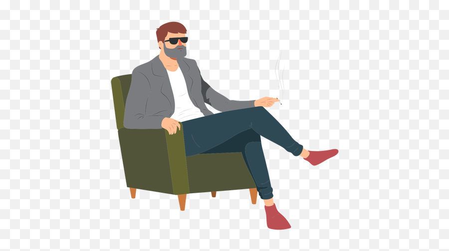 Man Beard Glasses Style Cigarette Smoke - Pessoa Na Poltrona Png,Cigarette Smoke Transparent