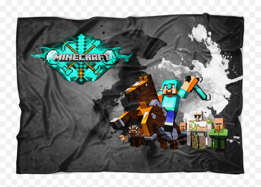 Minecraft Fleece Blanket Steve Diamond - Fictional Character Png,Diamond Sword Transparent