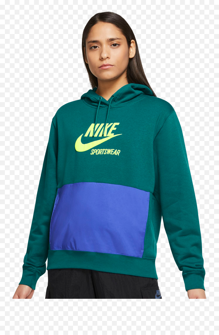 Nike Womenu0027s Sportswear Heritage Fleece Greenpurple Pullover Hoodie - Dd5673 010 Png,Nike Sb Icon Pullover Fleece