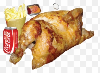 Download Hd Roast Chicken With Salad Chips Soft Drink And Png