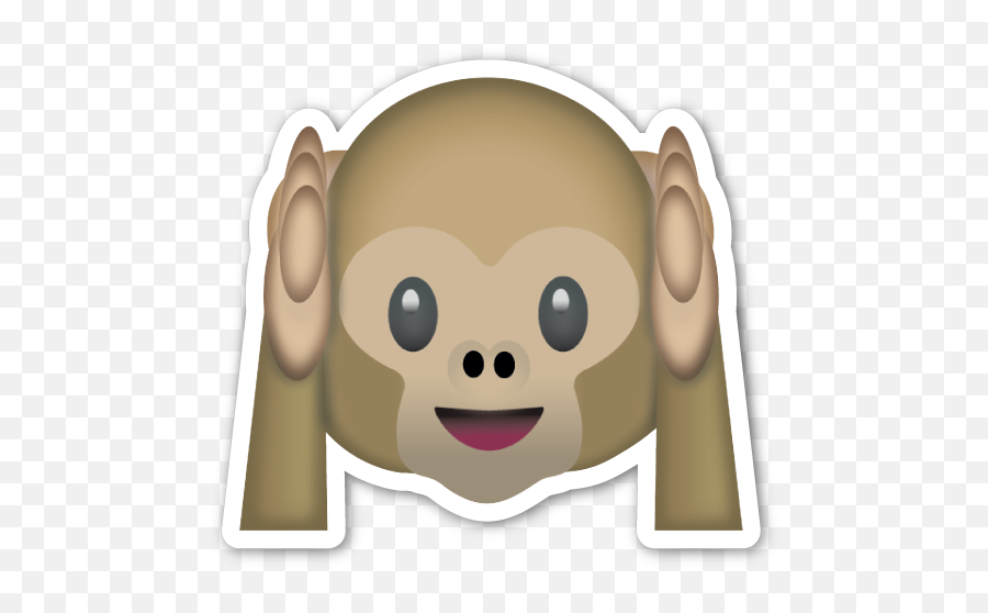 Download Hd Hear No Evil Monkey - Monkey Covering Ears Emoji Png,Monkey Emoji Png
