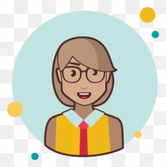 Download Short Hair Business Lady With Glasses Icon - Woman Cartoon Png