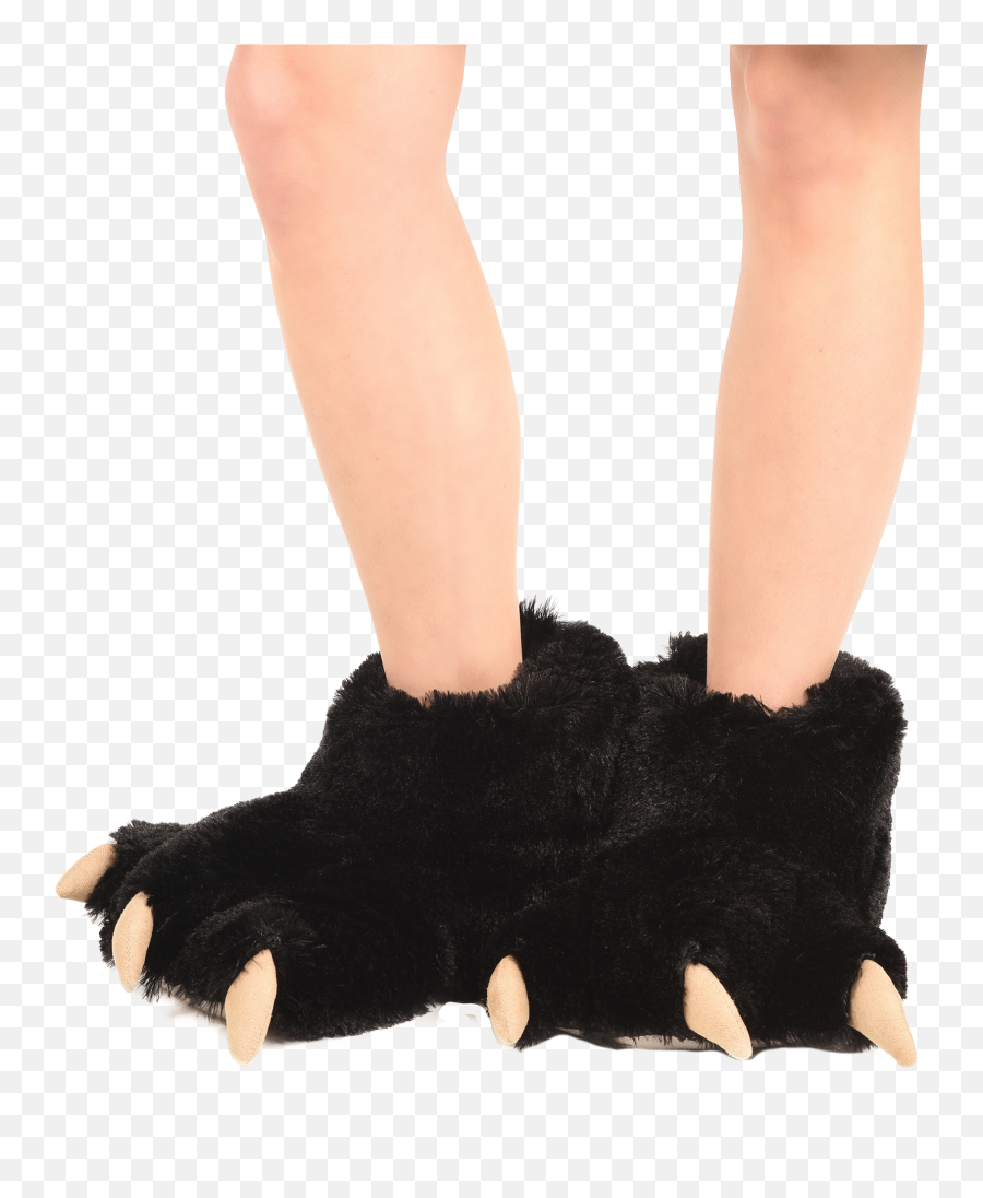 Black Bear Kid And Adult Paw Slipper Png