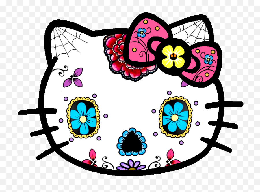 Hello - Kittysugarskullfacepng Picture By Mandanicole03 Hello Kitty Sugar Skull,Skull Face Png