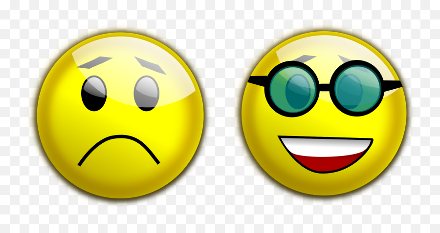Smiley Glasses Sad Clip Art - Vector Clip Art Happy And Sad Face Transparent Png,Smileys Png