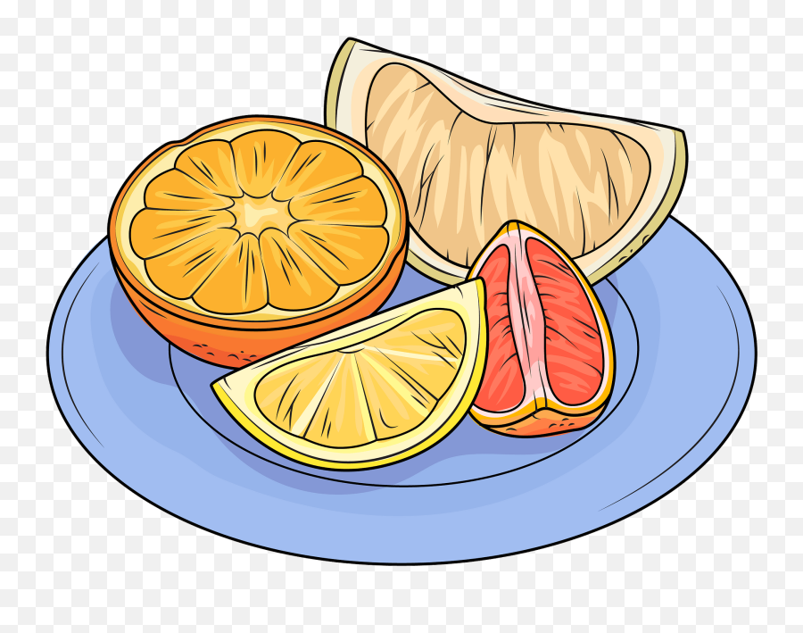 Citrus Fruits - Fruits On A Plate Clipart Png,Citrus Png