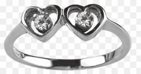 Download Hd 1 Mm Double Heart - Engagement Ring Transparent Solid png
