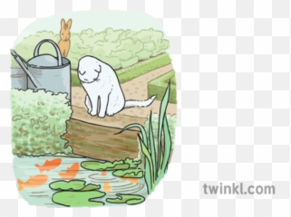 Cat And Fish Pond Illustration - Twinkl Cartoon Png,Pond Png