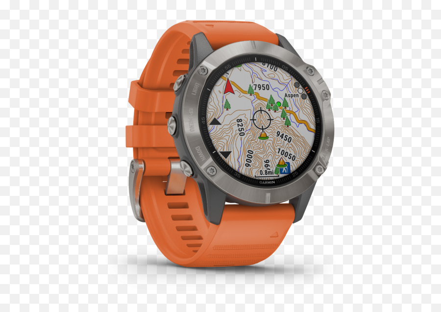 Fenix 6 Sapphire - Titanium With Ember Orange Band Garmin Fenix 6 Gps Png,Fenix Png