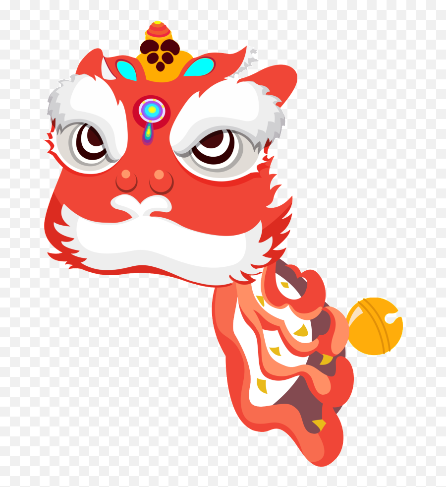 Download Hd Hand Painted Flat Cartoon Lion Head Png - Transparent Lion Dance Png,Flat Hand Png
