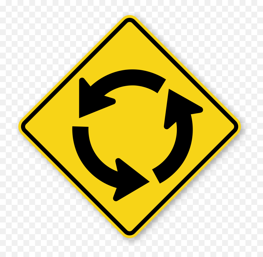 Roundabout Signs Roadtrafficsignscom - Circular Intersection Sign Png,Yellow Circle Logo