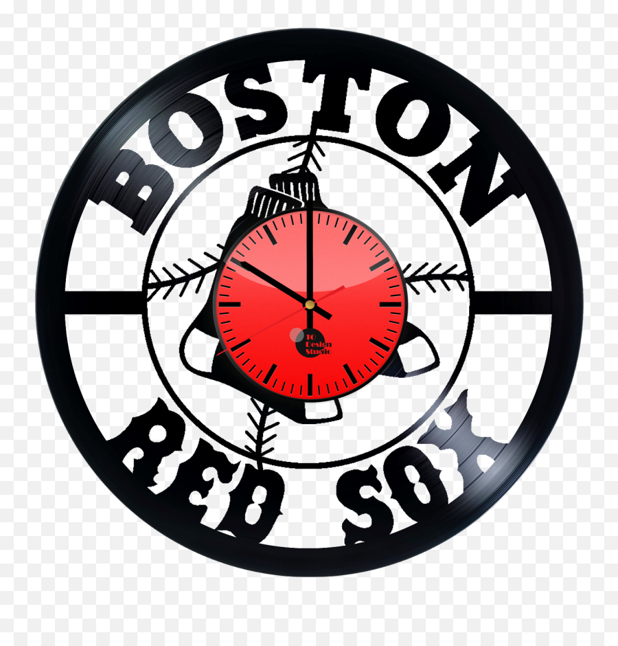 Boston Red Sox Jersey Handmade Vinyl Record Wall Clock Fan Gift - Transparent Boston Red Sox Logo Png,Boston Red Sox Logo Png