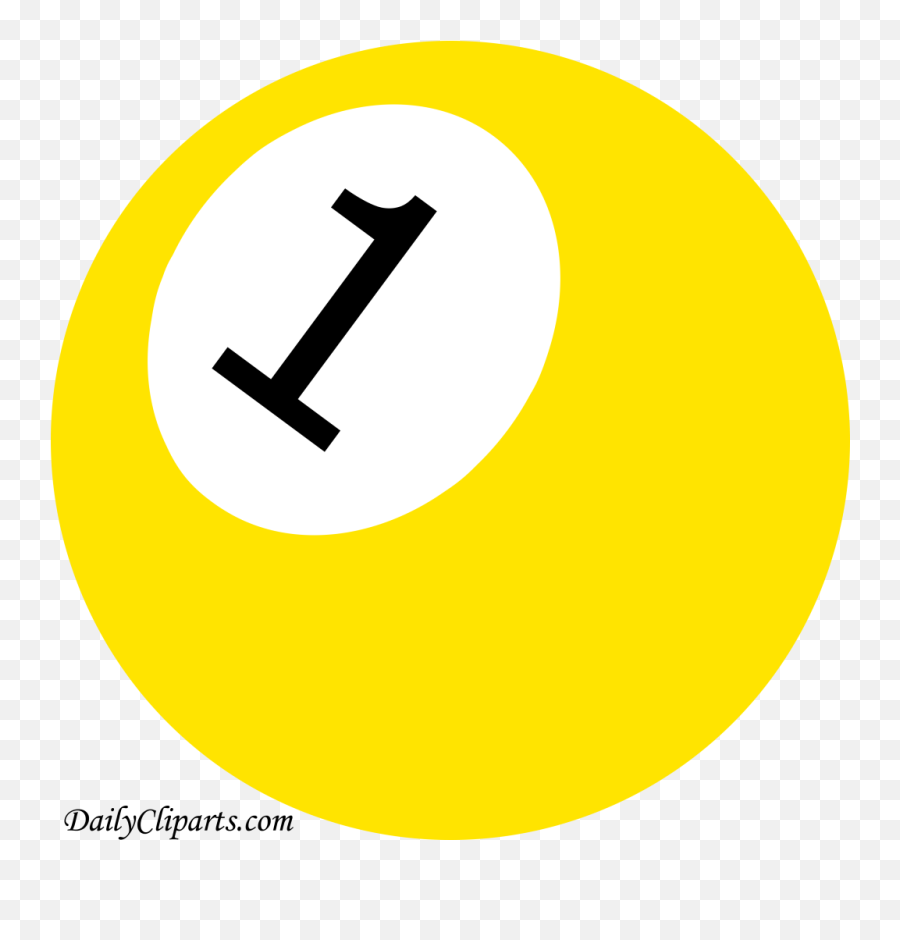 Number 1 Pool Ball Yellow Color Clipart Icon - Circle Pool Ball 1 Png,Yellow Circle Transparent
