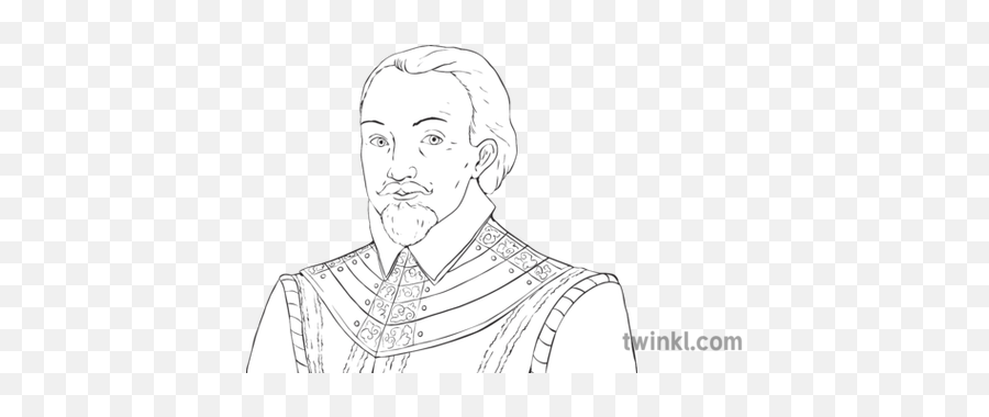 Sir Francis Drake Black And White 2 Illustration - Twinkl Sketch Png,Drake Face Png