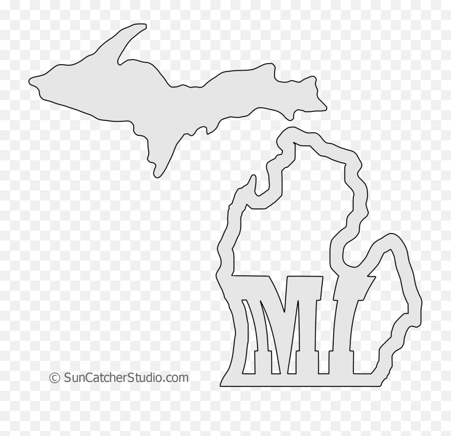 Download Hd Michigan Map Shape Text Outline Scalable Vector - Upper Peninsula Michigan Silhouette Png,Car Graphic Png