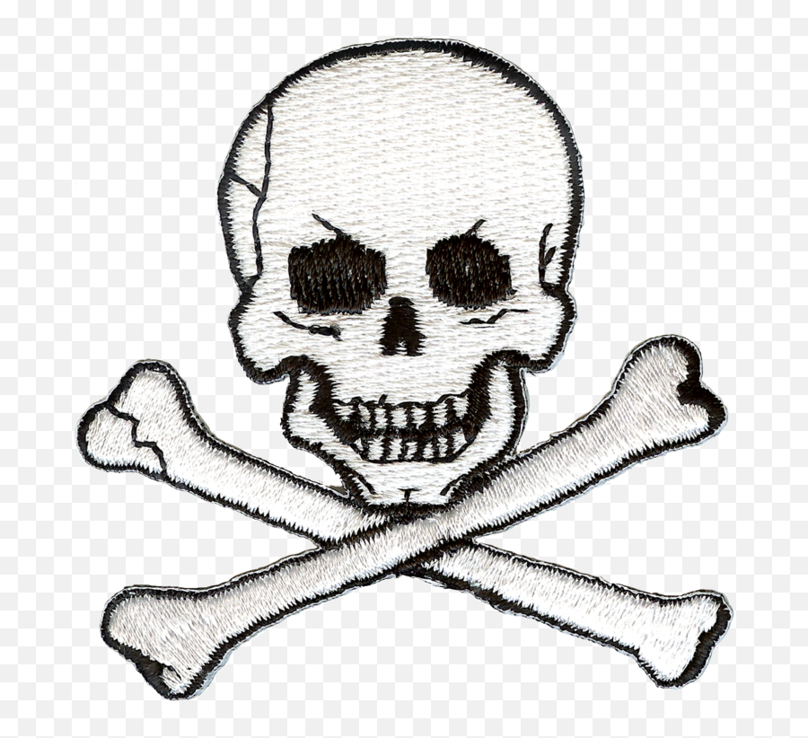 Jolly Roger Skull And Crossbones Embroidery Patch - Skulls And Crossbones Transparent Png,Skull Crossbones Png