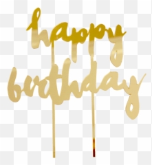 Harlow Grey - Gold Happy Birthday Cake Topper Png