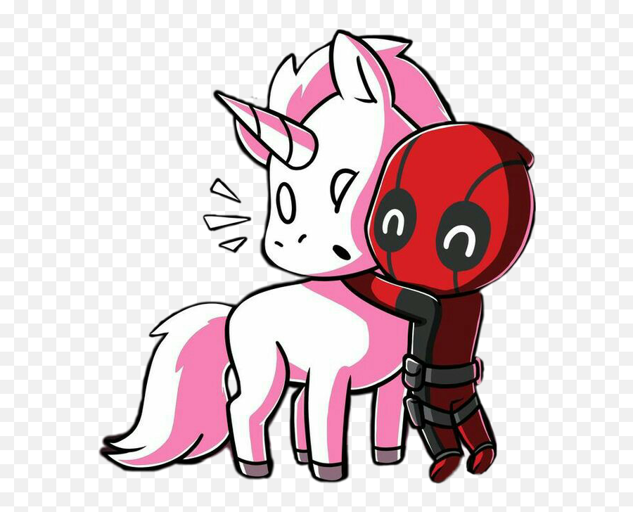 Freetoedit Cute Kawaii Unicorn Deadpool Love Hug Affect - Cute Unicorn And Deadpool Png,Cute Unicorn Png