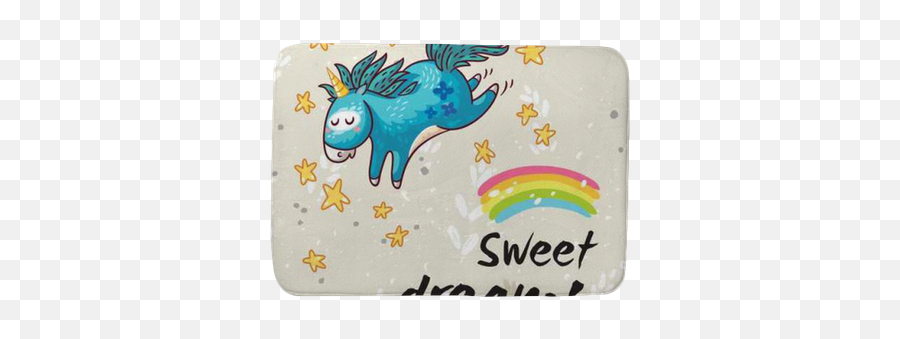 Sweet Dreams Card With Cute Unicorn Vector Cartoon Illustration Bath Mat U2022 Pixers - We Live To Change Mythical Creature Png,Unicorn Vector Png
