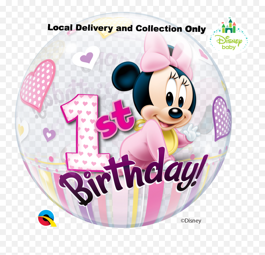Minnie Mouse 1st Birthday Bubble Balloon - Cartoon Png,Minnie Mouse Face Png
