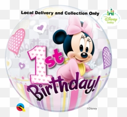 Minnie Mouse 1st Birthday Bubble Balloon - Cartoon Png,Minnie Mouse Face Png