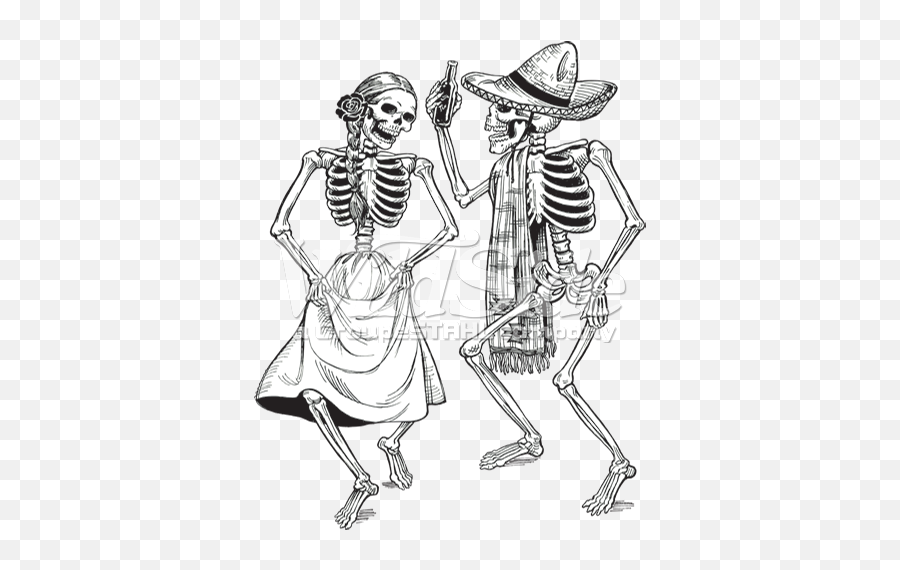 Download Dancing Skeletons - Day Of The Dead Pins U0026 Bones Drawing Day Of The Dead Skeleton Png,Day Of The Dead Png