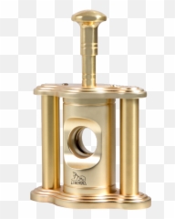 Custom Logo Gold Metal Guillotine Table Top Cigar Cutter - Cylinder png