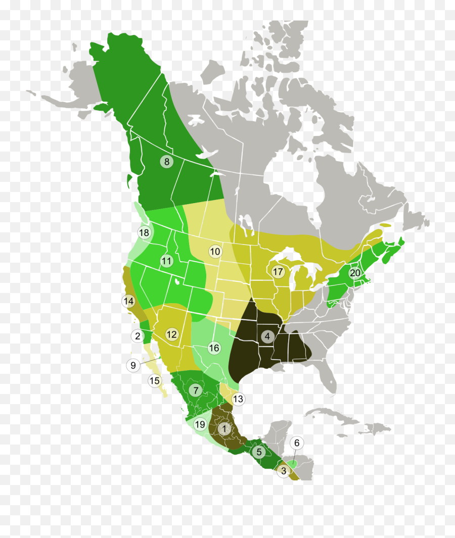 Filecoyote Subspecies Distribution Mapsvg - Wikimedia Commons Landlocked States Map Png,Coyote Png