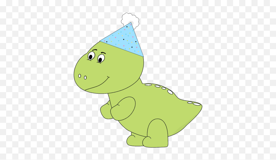 Green Dinosaur Wearing A Party Hat Clip Art - Green Dinosaur Dinosaur With Birthday Hat Png,Happy Birthday Hat Png