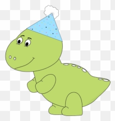 Green Dinosaur Wearing A Party Hat Clip Art - Green Dinosaur Dinosaur With Birthday Hat Png,Happy Birthday Hat Png