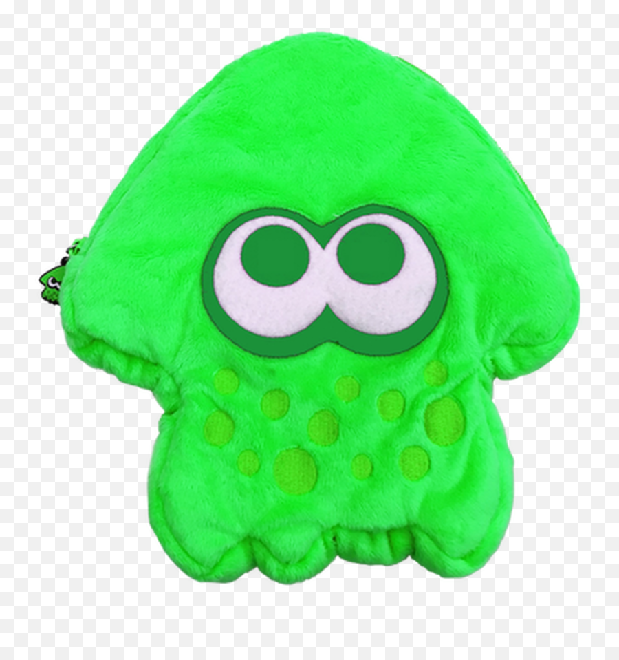 Hori Splatoon 2 Squid Plush Pouch Neon Green For Nintendo - Splatoon 2 Squid Green Plush Png,Splatoon Squid Logo