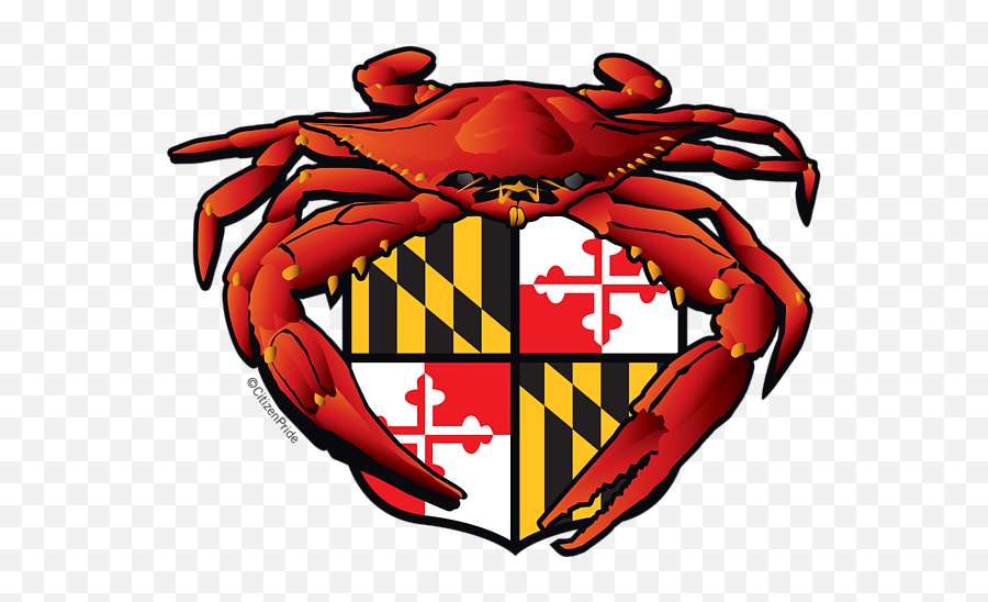 Crab Feast Maryland Flag Crest Shower Curtain - Crab Maryland Flag Png,Maryland Flag Png