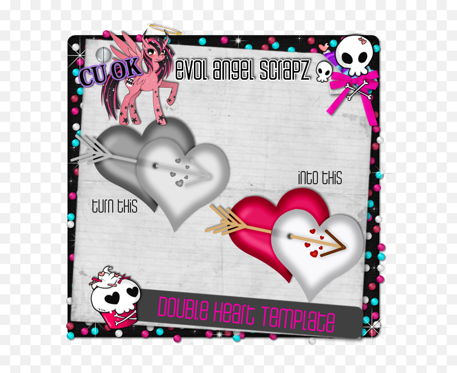 Newdouble Heart Template - Heart Transparent Cartoon Girly Png,Double Heart Png