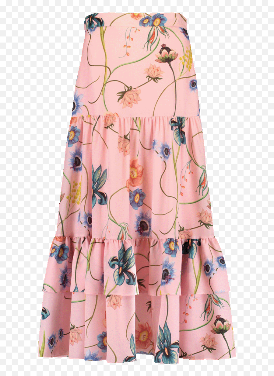 Emme Crepe Vintage Flower Skirt - Full Length Png,Vintage Floral Png