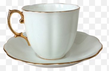 Gold Trim Bone China Teacup And Saucer Png
