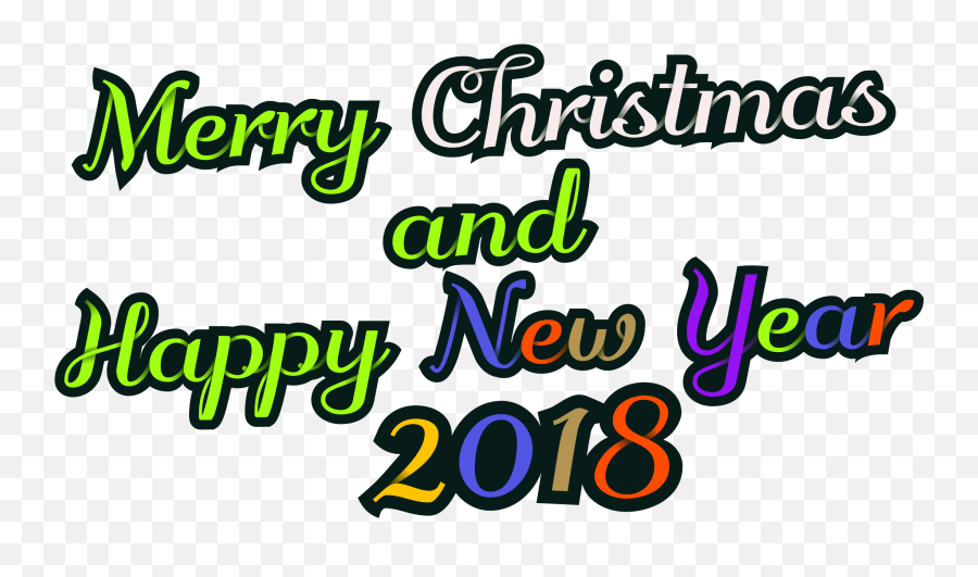 Merry Christmas And Happy New Year - Calligraphy Png,New Year 2018 Png