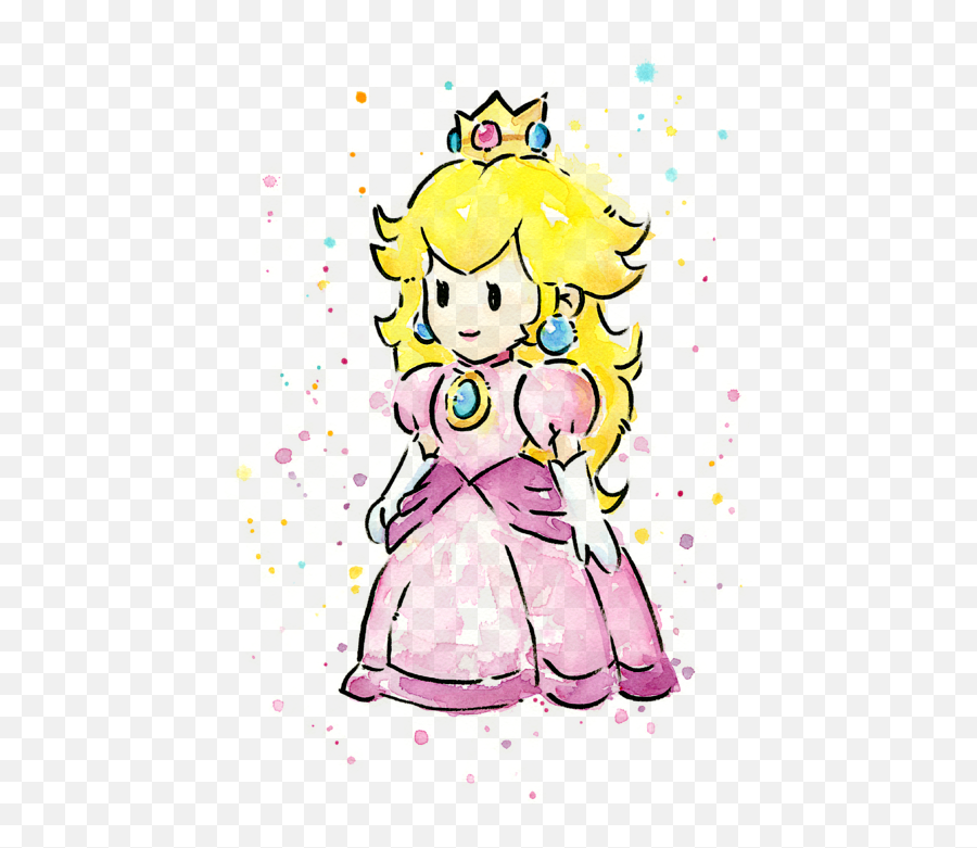 Princess Peach Watercolor Hand Towel - Princess Peach Painting Png,Princess Peach Transparent